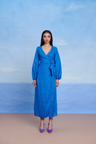 Santorini Linen Wrap Billow Dress - CiceroniDressesSaphed