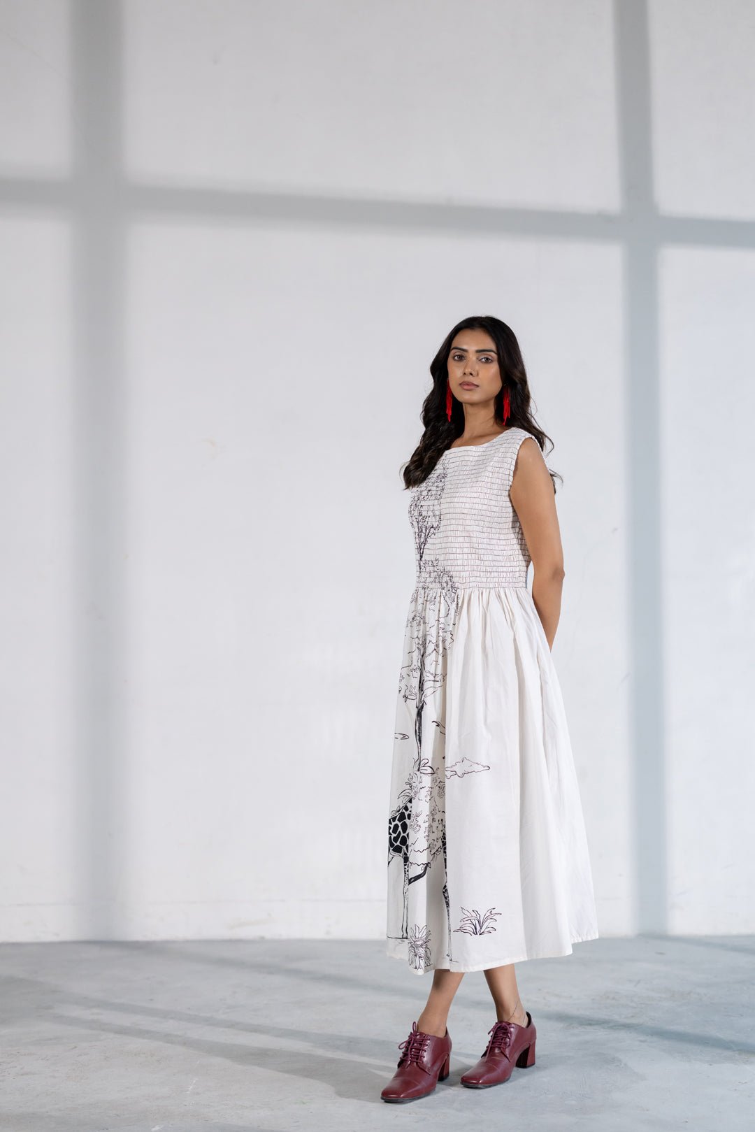 Savannah Smocked Midi Dress - CiceroniDressSilai Studio