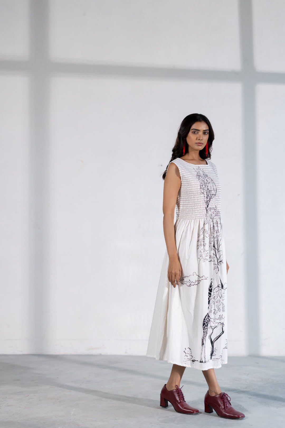 Savannah Smocked Midi Dress - CiceroniDressSilai Studio