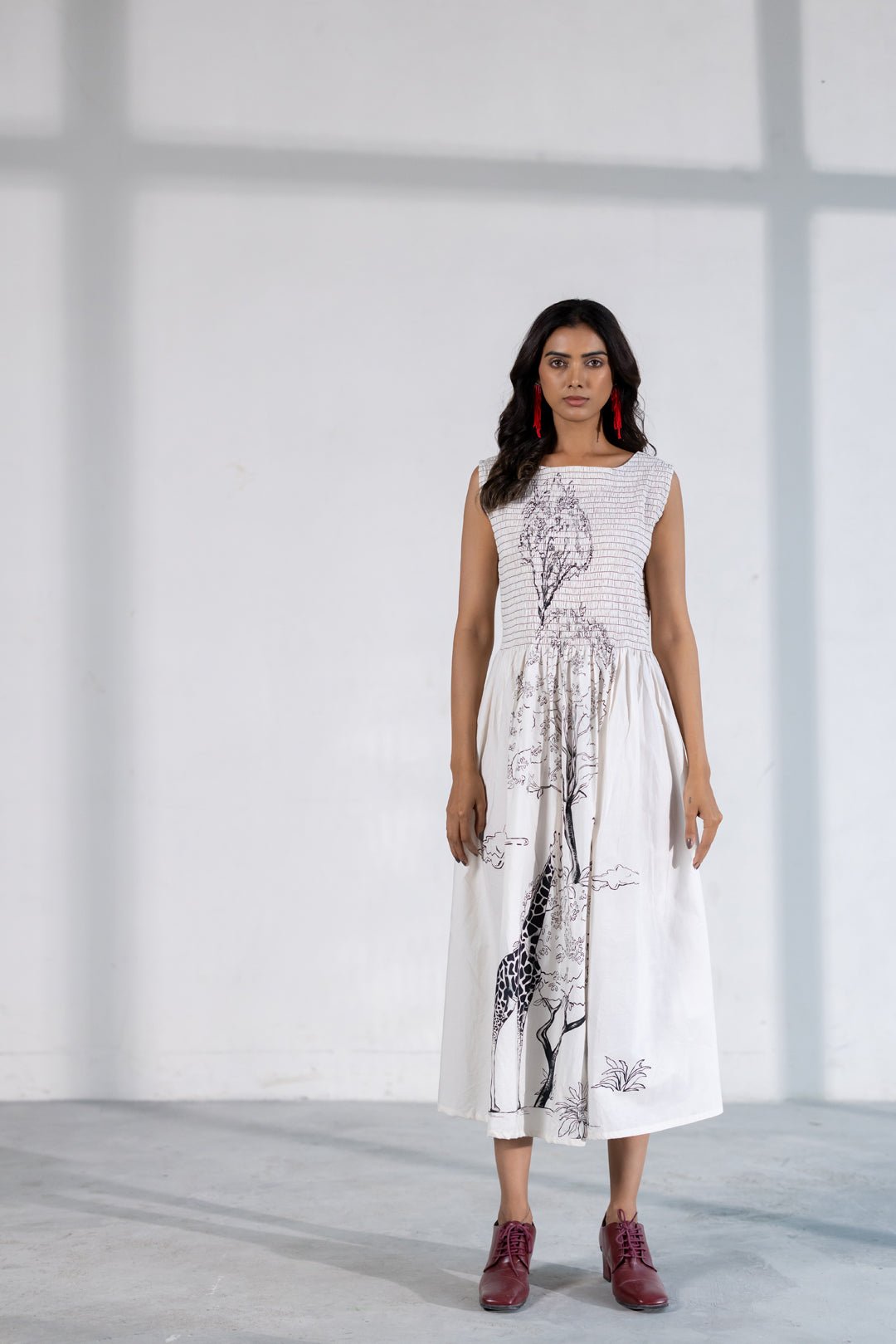 Savannah Smocked Midi Dress - CiceroniDressSilai Studio