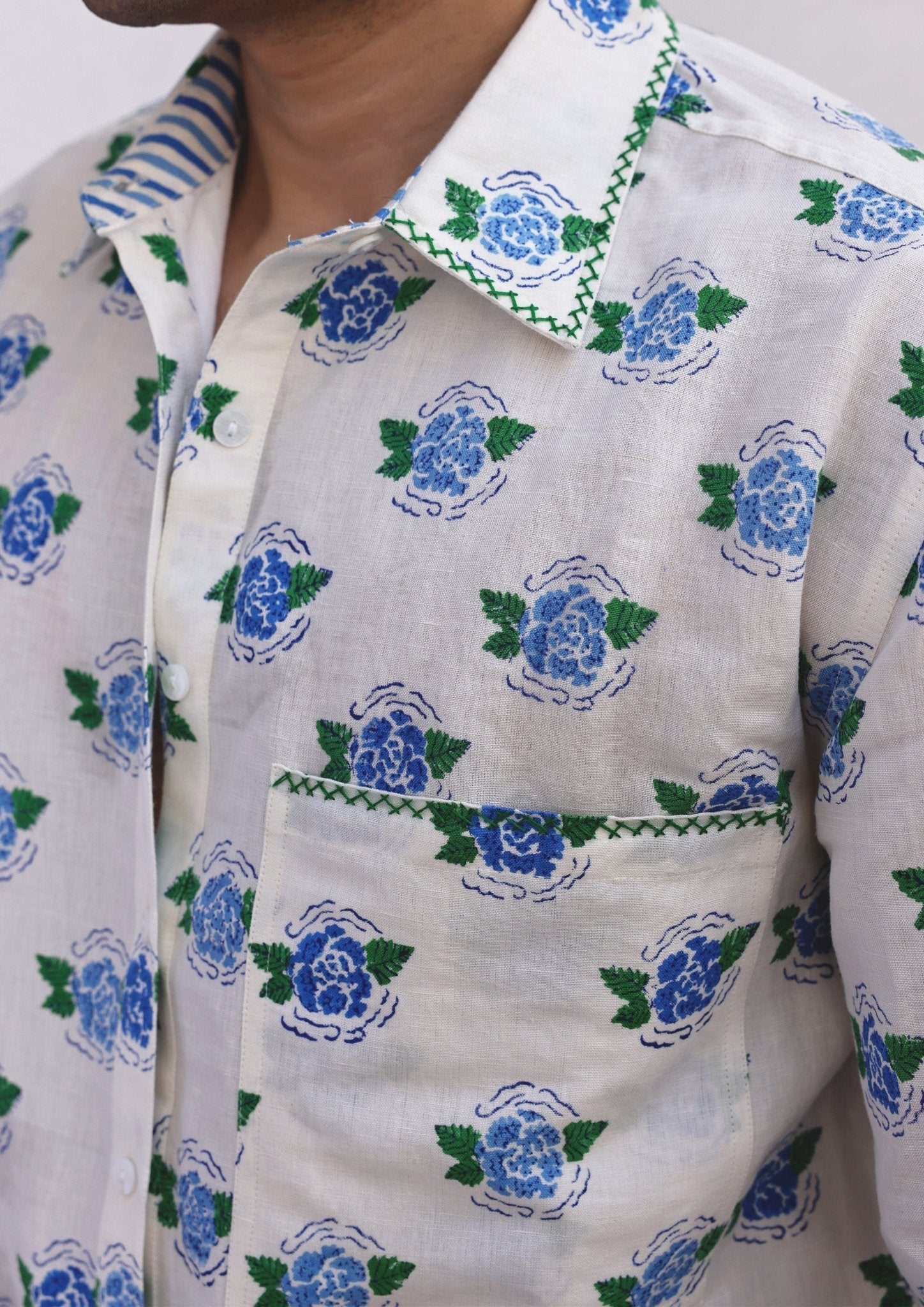 Sawai Shirt - Blue Marigold - CiceroniMen ShirtsThe Raw India