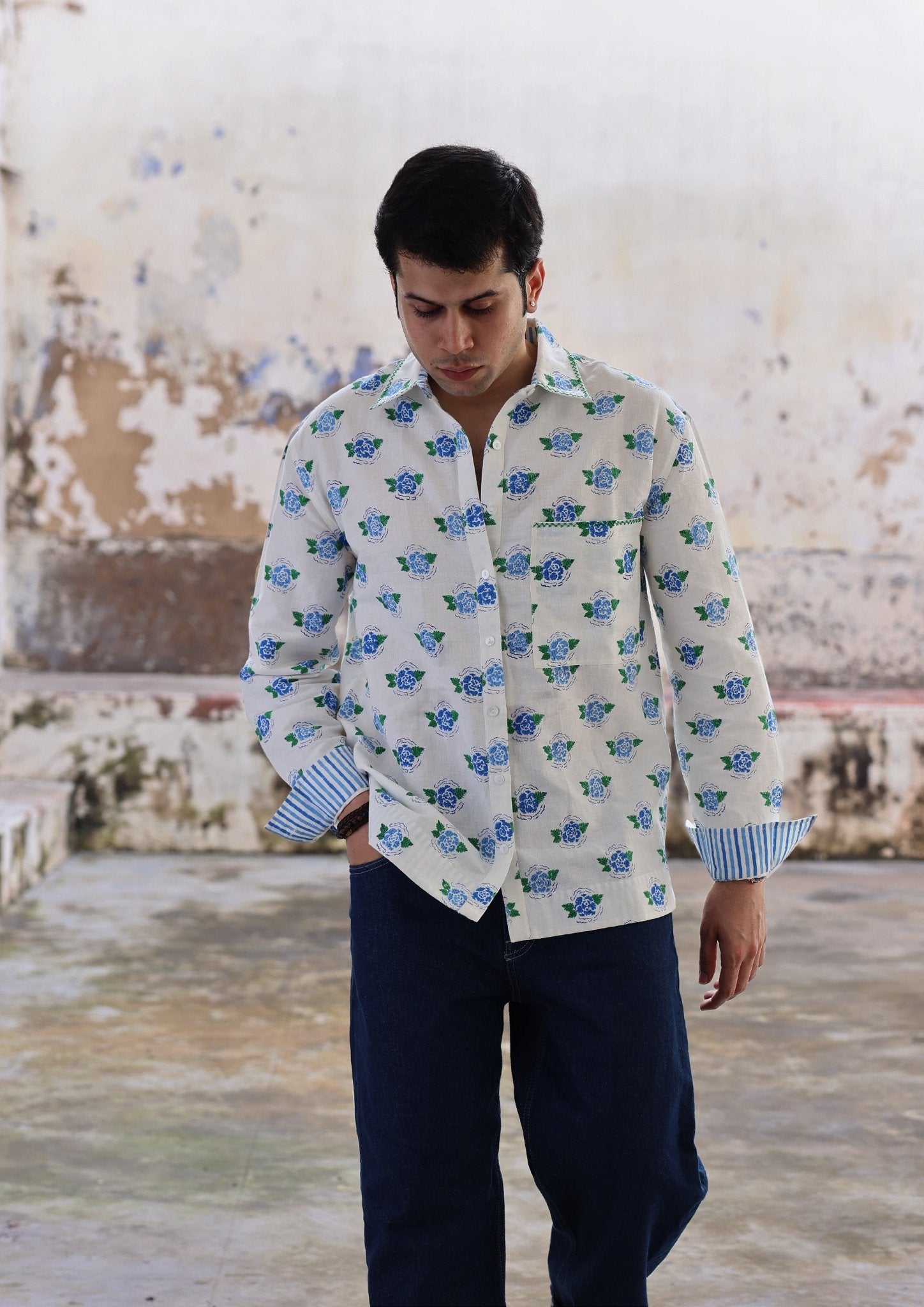 Sawai Shirt - Blue Marigold - CiceroniMen ShirtsThe Raw India