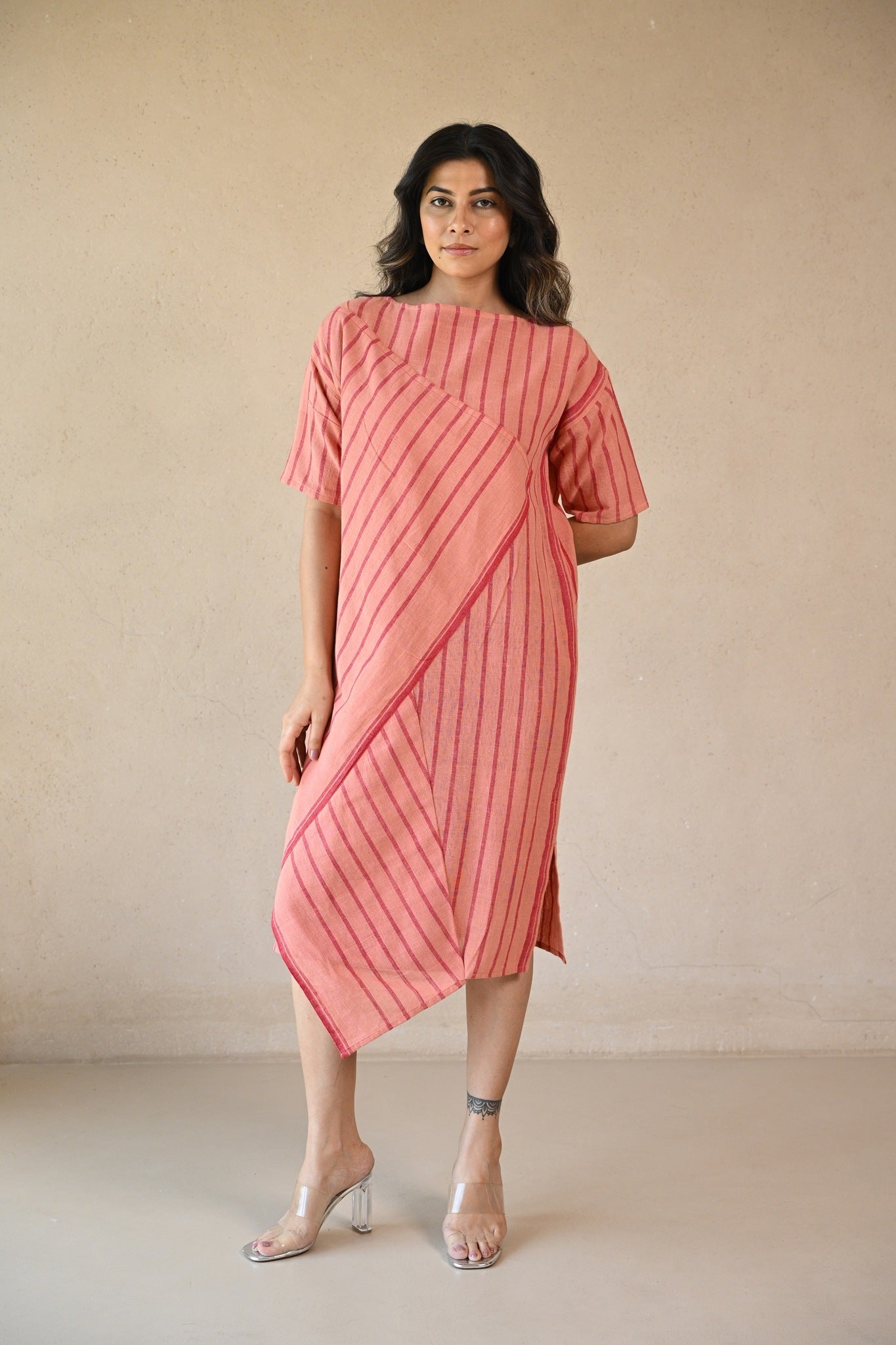 Scarlet Dress - Peach Stripe - CiceroniDressesRang by Rajvi