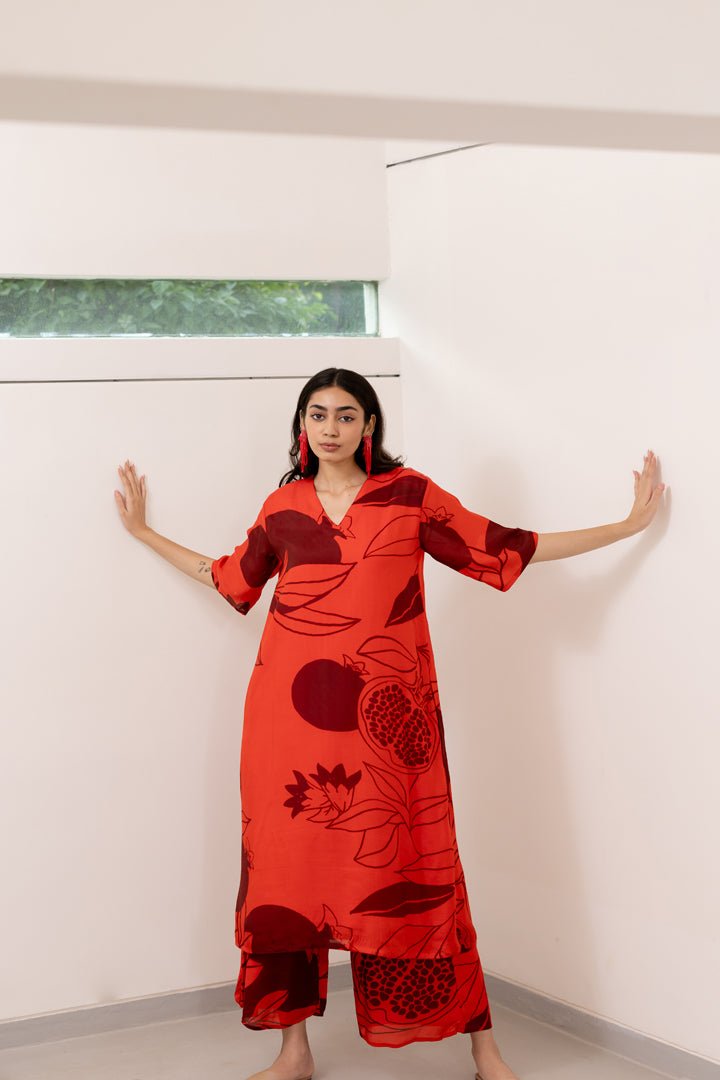 Scarlet Pomegranate Kurta Set - CiceroniKurta Set, Everyday WearSilai Studio