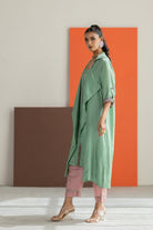 Sea Green Habutai Silk Jacket Set - CiceroniKurta Set, Festive WearTussah