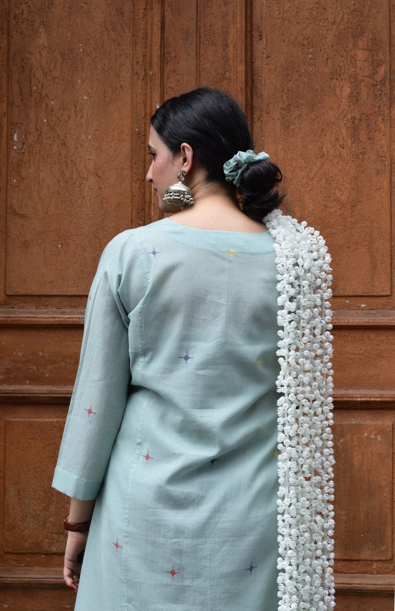 Sea Green Jamdani Phiran with Maroon Pyjama - CiceroniKurta Set, Everyday WearHouse of Moxa