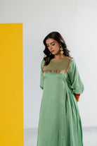 Sea Green Kurta Set - CiceroniKurta Set, Festive WearTussah