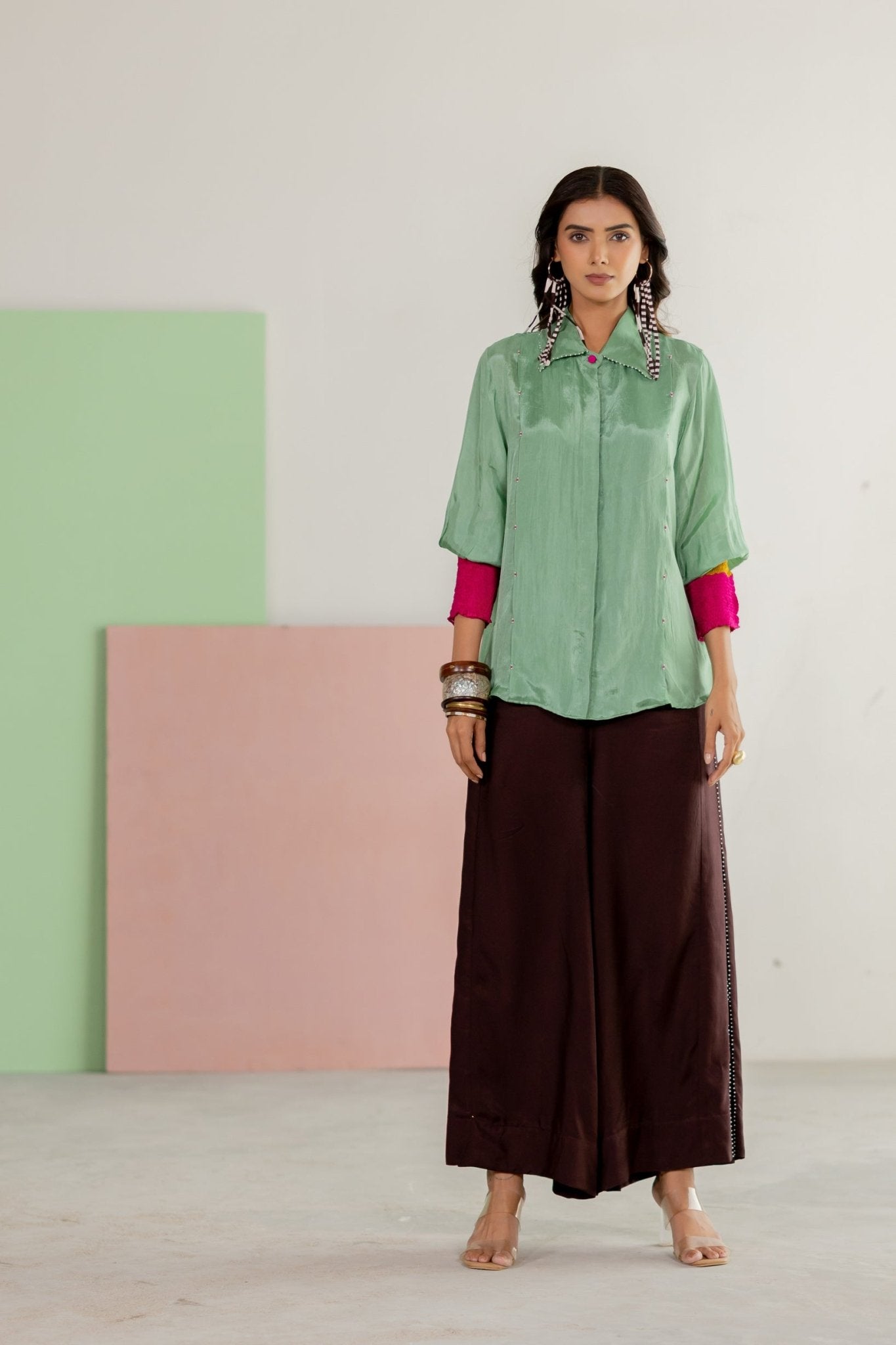 Sea Green Shirt Set - CiceroniCo-ord SetTussah