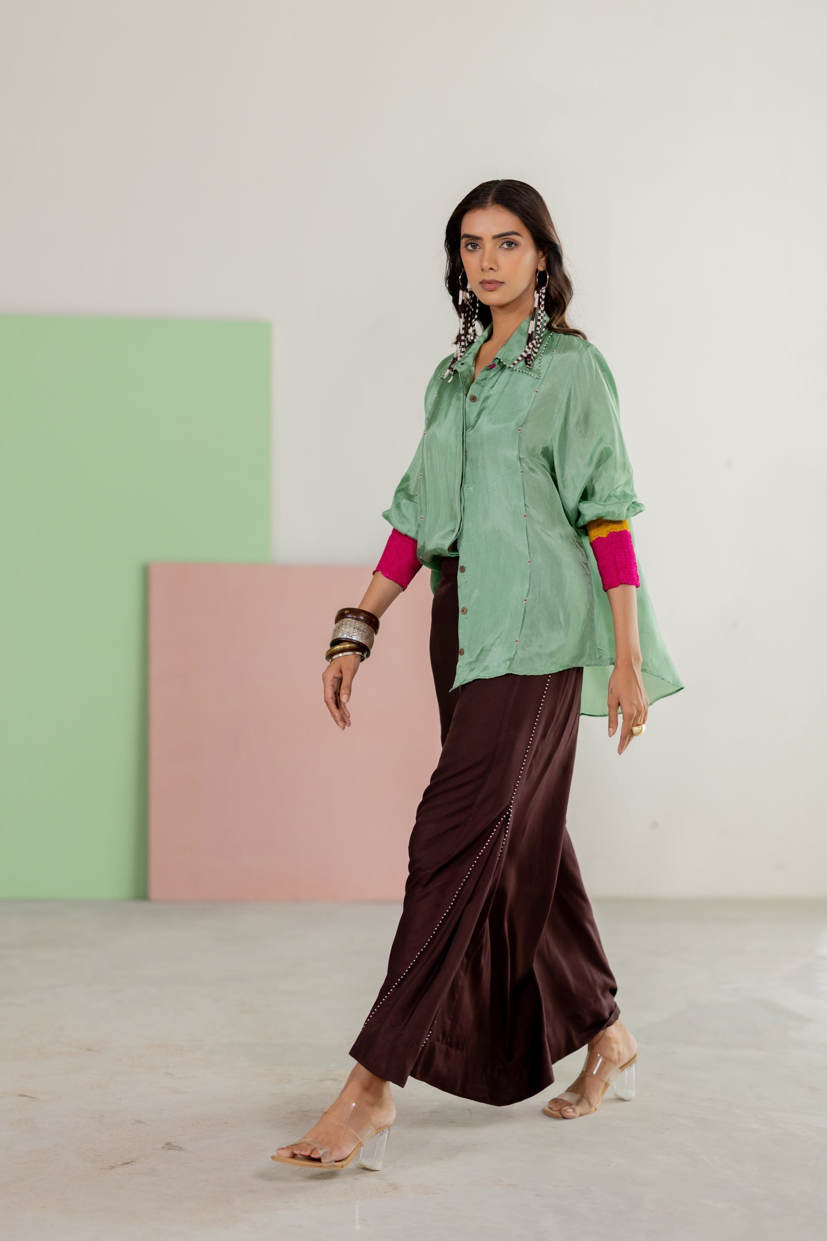Sea Green Shirt Set - CiceroniCo-ord SetTussah