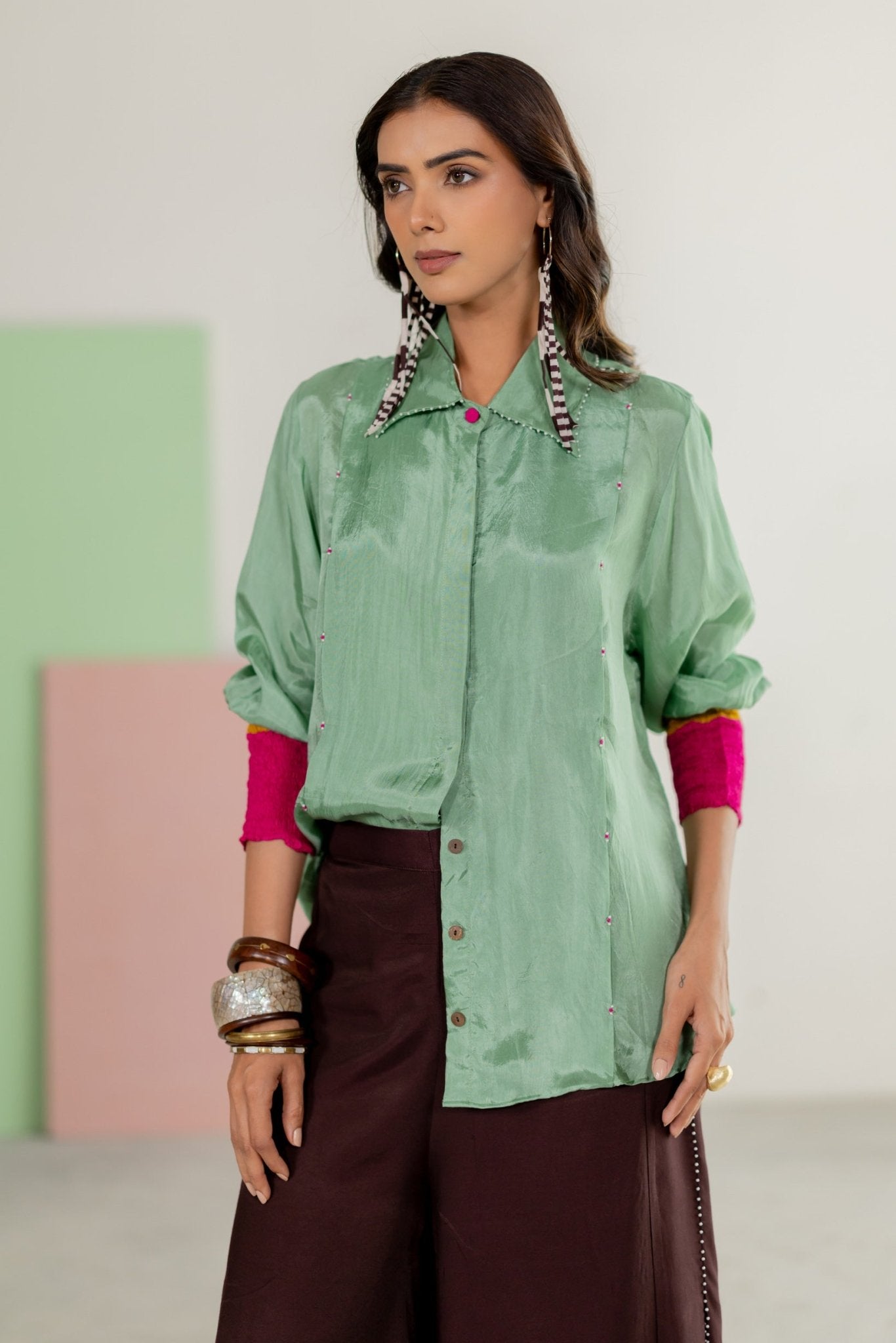 Sea Green Shirt Set - CiceroniCo-ord SetTussah