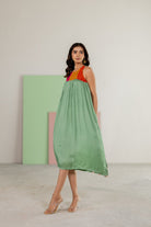 Sea Green Sleeveless Dress - CiceroniDressesTussah