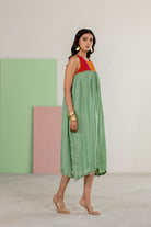 Sea Green Sleeveless Dress - CiceroniDressesTussah
