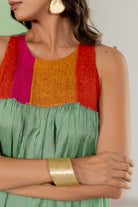 Sea Green Sleeveless Dress - CiceroniDressesTussah