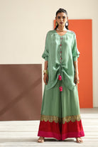 Sea Green Top with Lampi Gota Co-ord Set - CiceroniCo-ord SetTussah