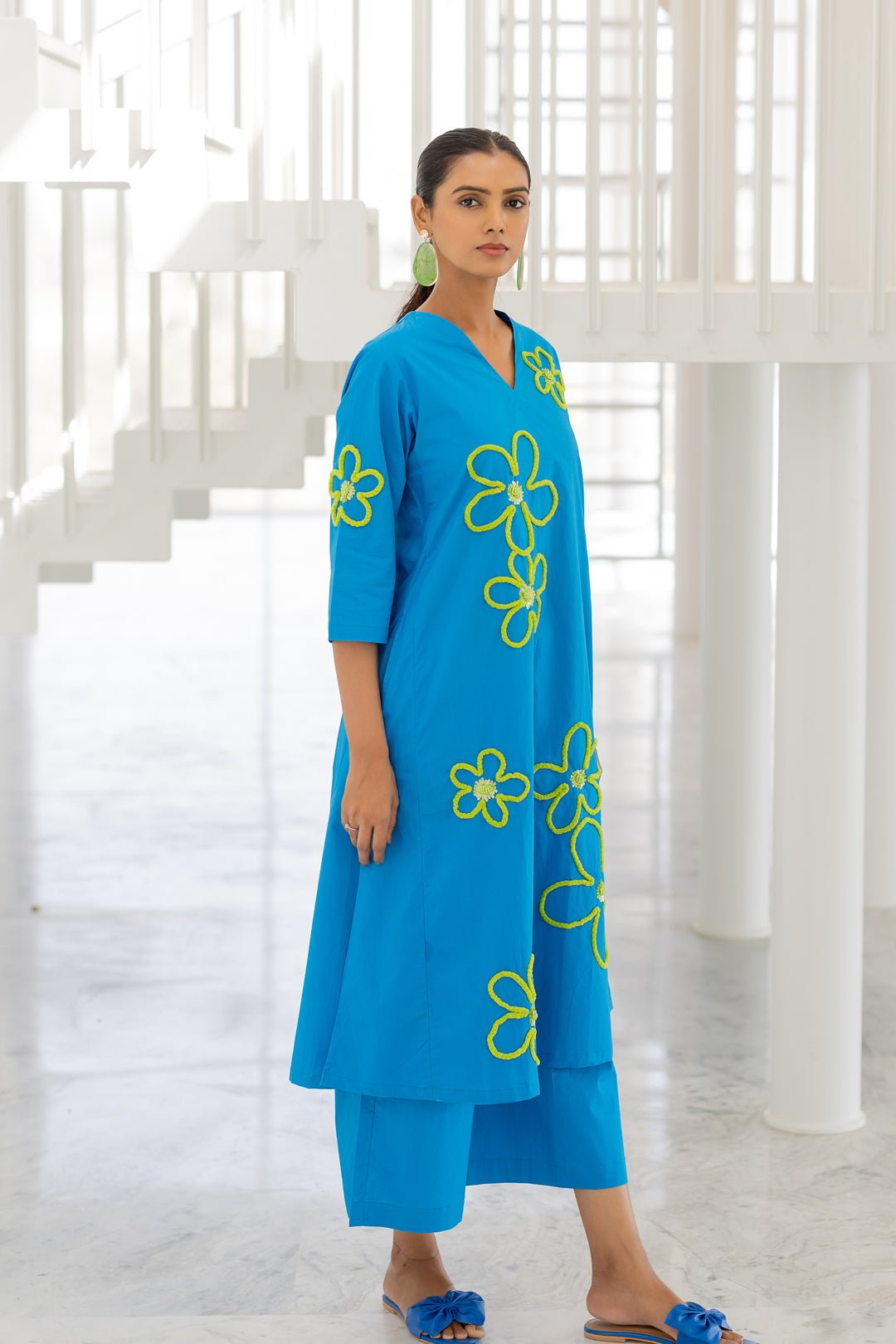 Seafoam Floral Embroidery Kurta Set - CiceroniKurta Set, Everyday WearSilai Studio