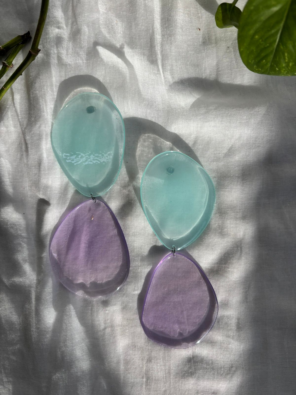 Seaglass - Big Drop - Blue & Purple - CiceroniEarringsShivani Vaishnavi
