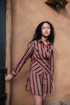 Seattle Wrap Shirt Dress - Stripe Print - CiceroniDressesThe Terra Tribe