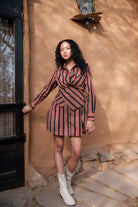 Seattle Wrap Shirt Dress - Stripe Print - CiceroniDressesThe Terra Tribe