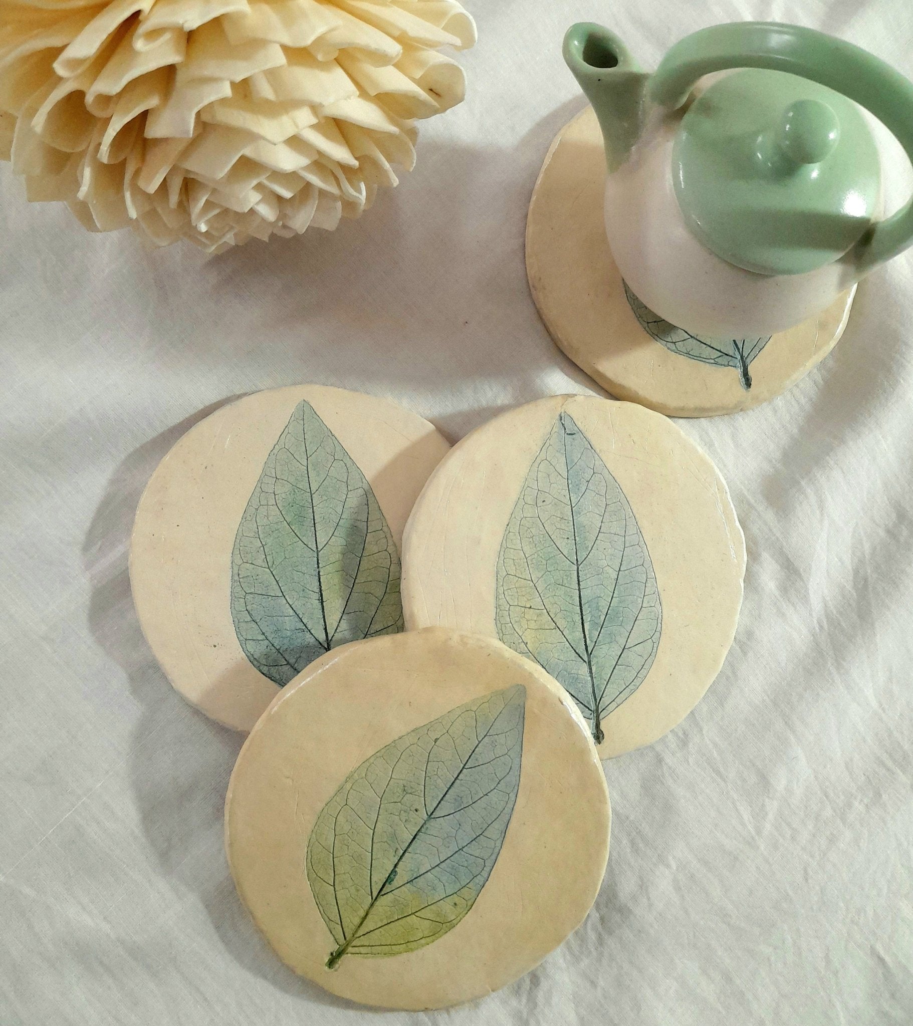 Set of Coasters - Harsringar Leaf - CiceroniCoastersAranya Earthcraft