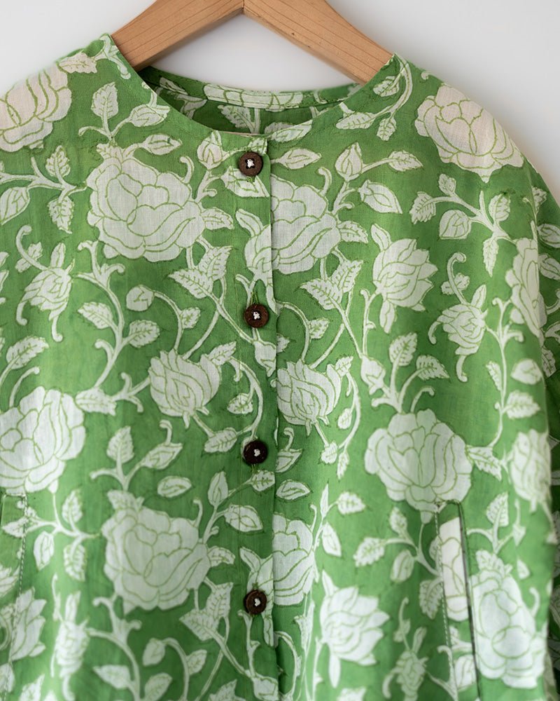 ‘Shared secrets’ Kids Green Floral Hand Block Print Co - ord Set - CiceroniCo - ord SetLove The World Today