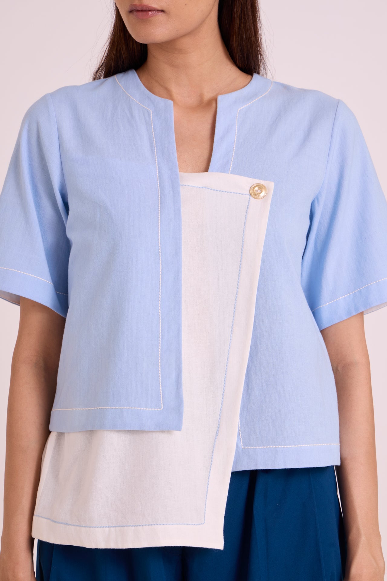 Shelly - Panelled Blues Top & Pant Set - CiceroniCo-ord SetMadder Much