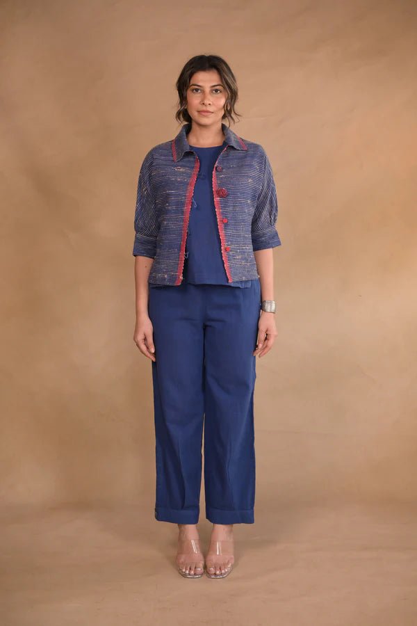 Shirt, Jacket style with continous sleeve in tassar X kalacotton - CiceroniWomen ShirtsRang by Rajvi
