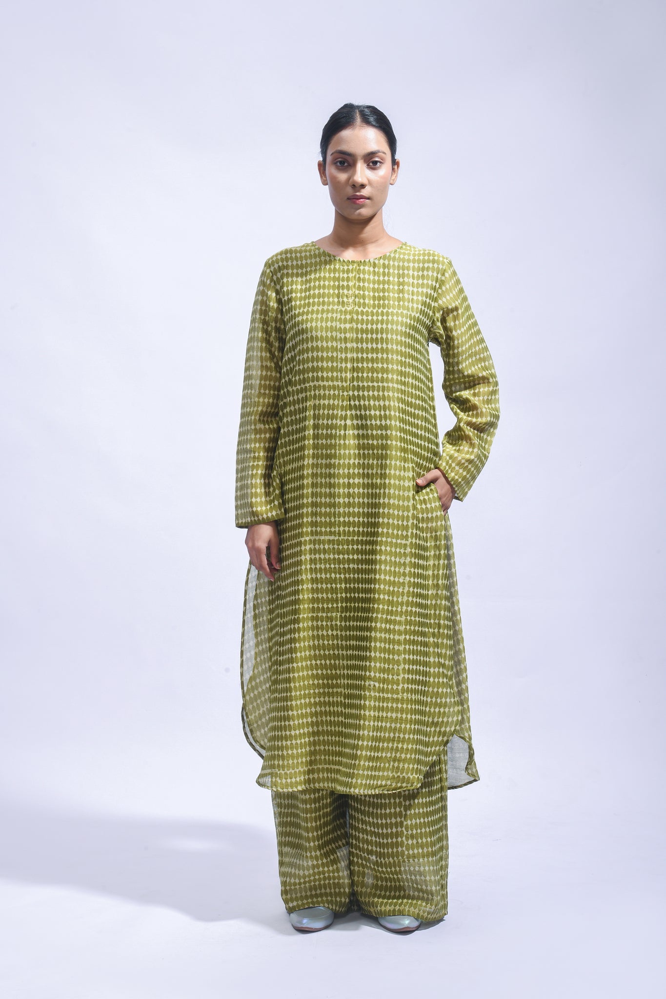 Silk Block Printed Kurta & Pants Set - CiceroniKurta Set, Everyday WearJayati Goenka