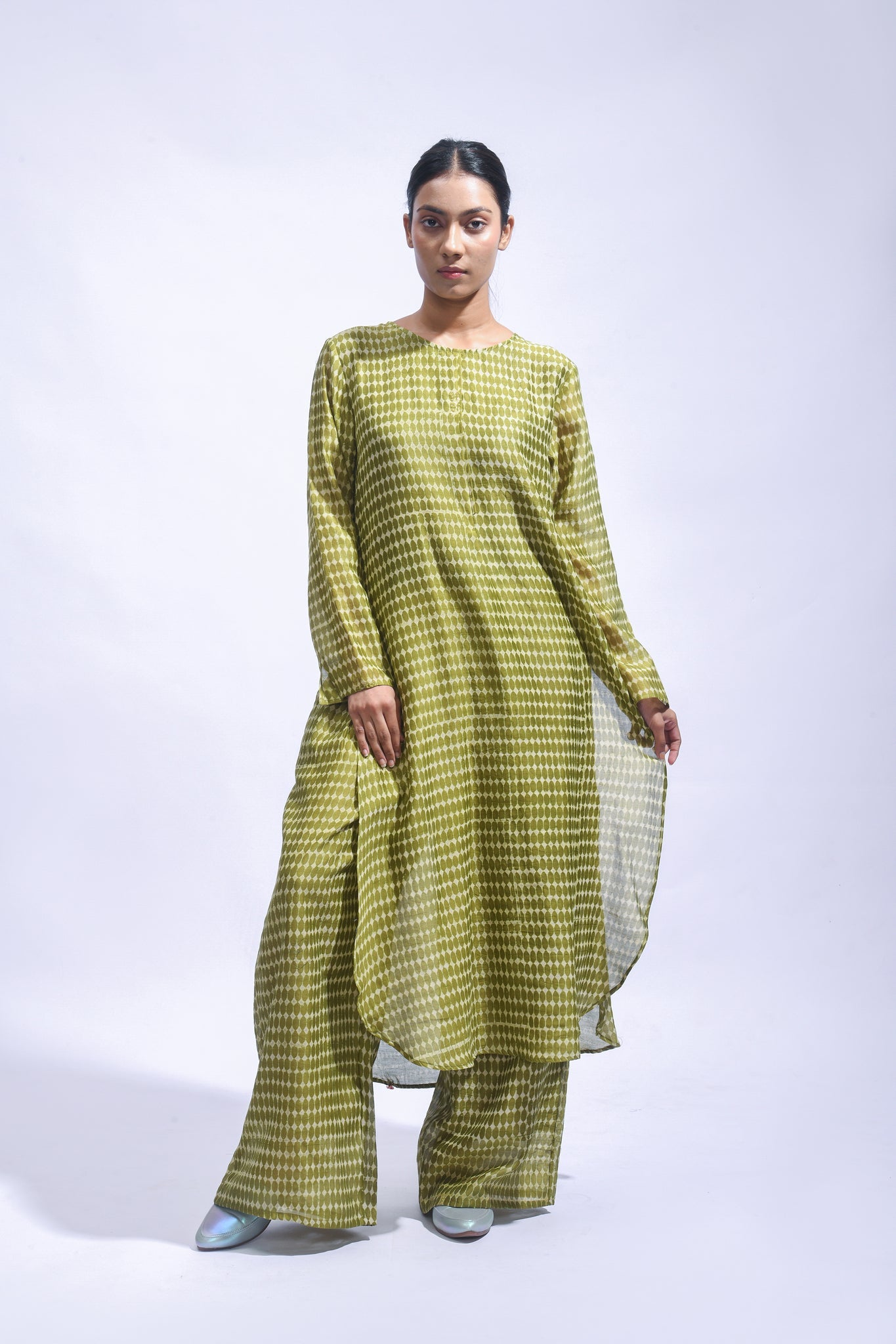 Silk Block Printed Kurta & Pants Set - CiceroniKurta Set, Everyday WearJayati Goenka