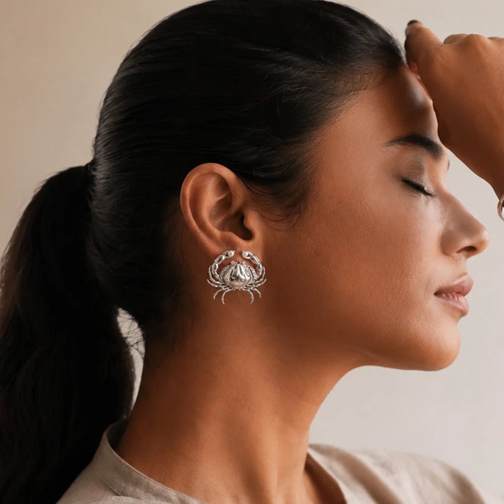 Silver Crab Studs - CiceroniEarringUnbent