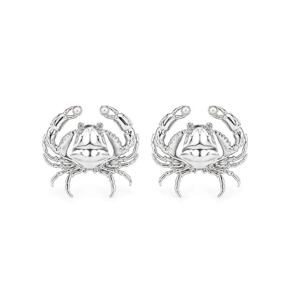 Silver Crab Studs - CiceroniEarringUnbent