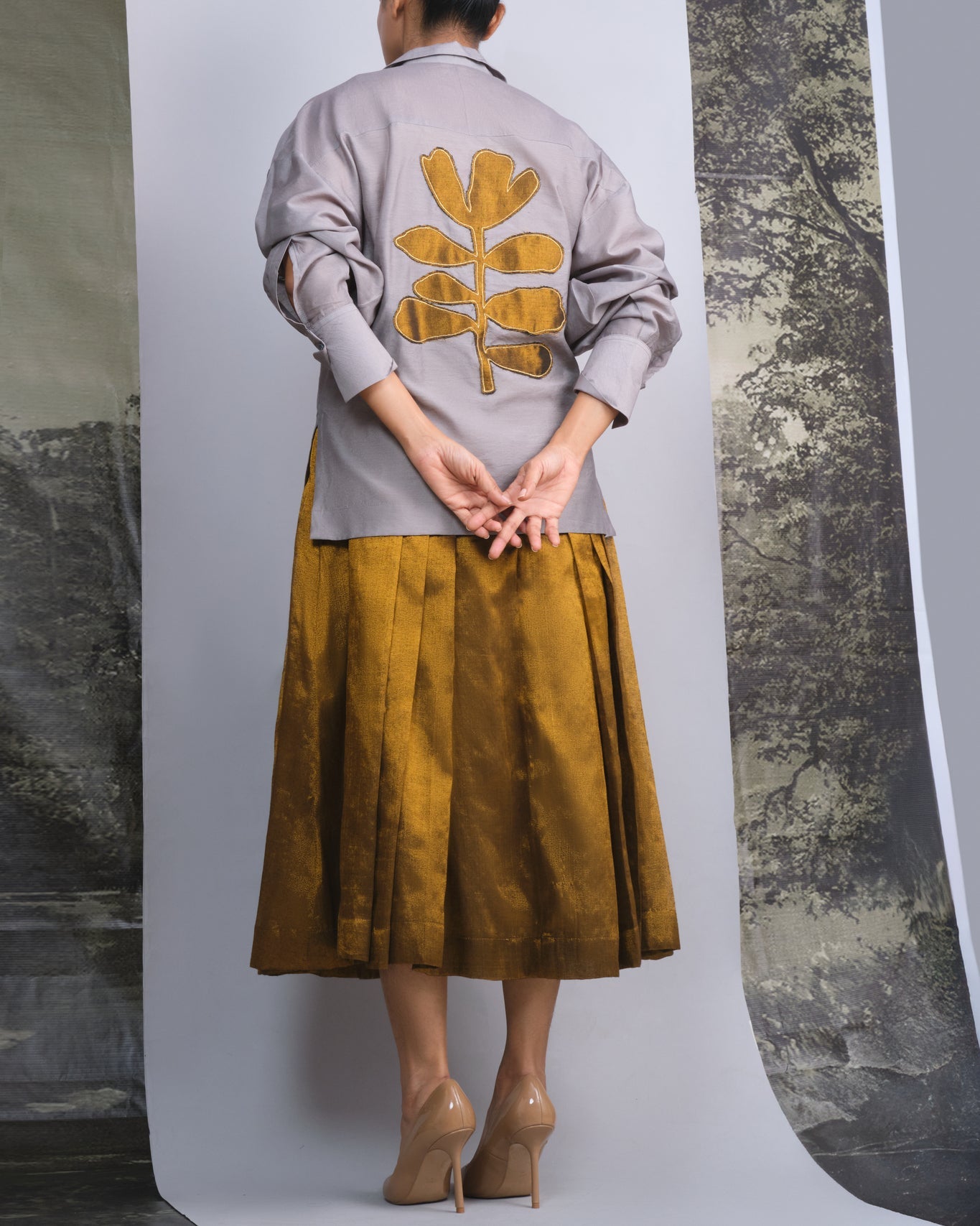 Silver & Gold Chanderi Co - ord Set - CiceroniSkirt SetOtouto