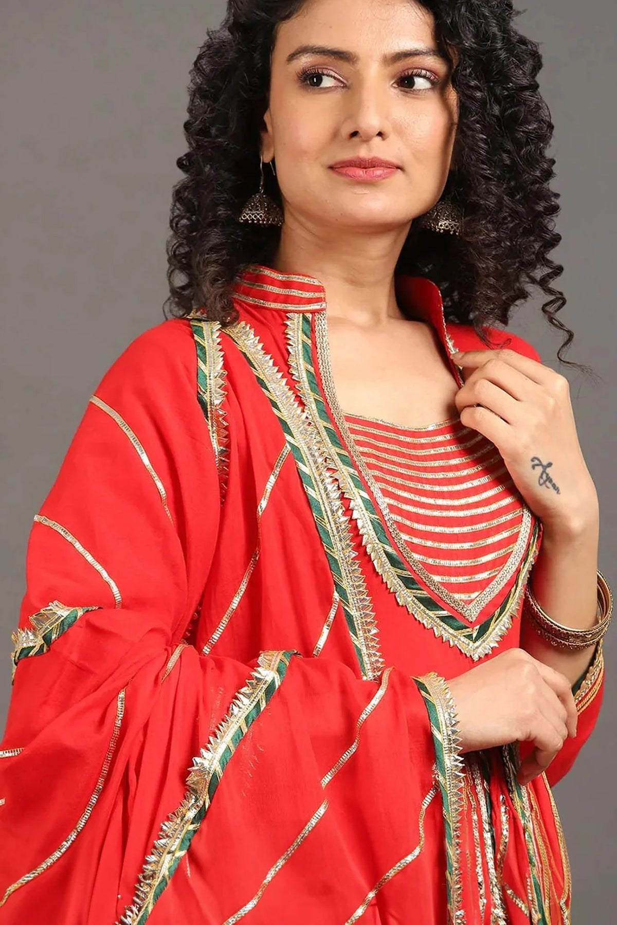 Sindoori Jodha Anarkali Sharara Set - CiceroniKurta Set, Festive WearOmaana