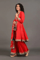Sindoori Jodha Anarkali Sharara Set - CiceroniKurta Set, Festive WearOmaana