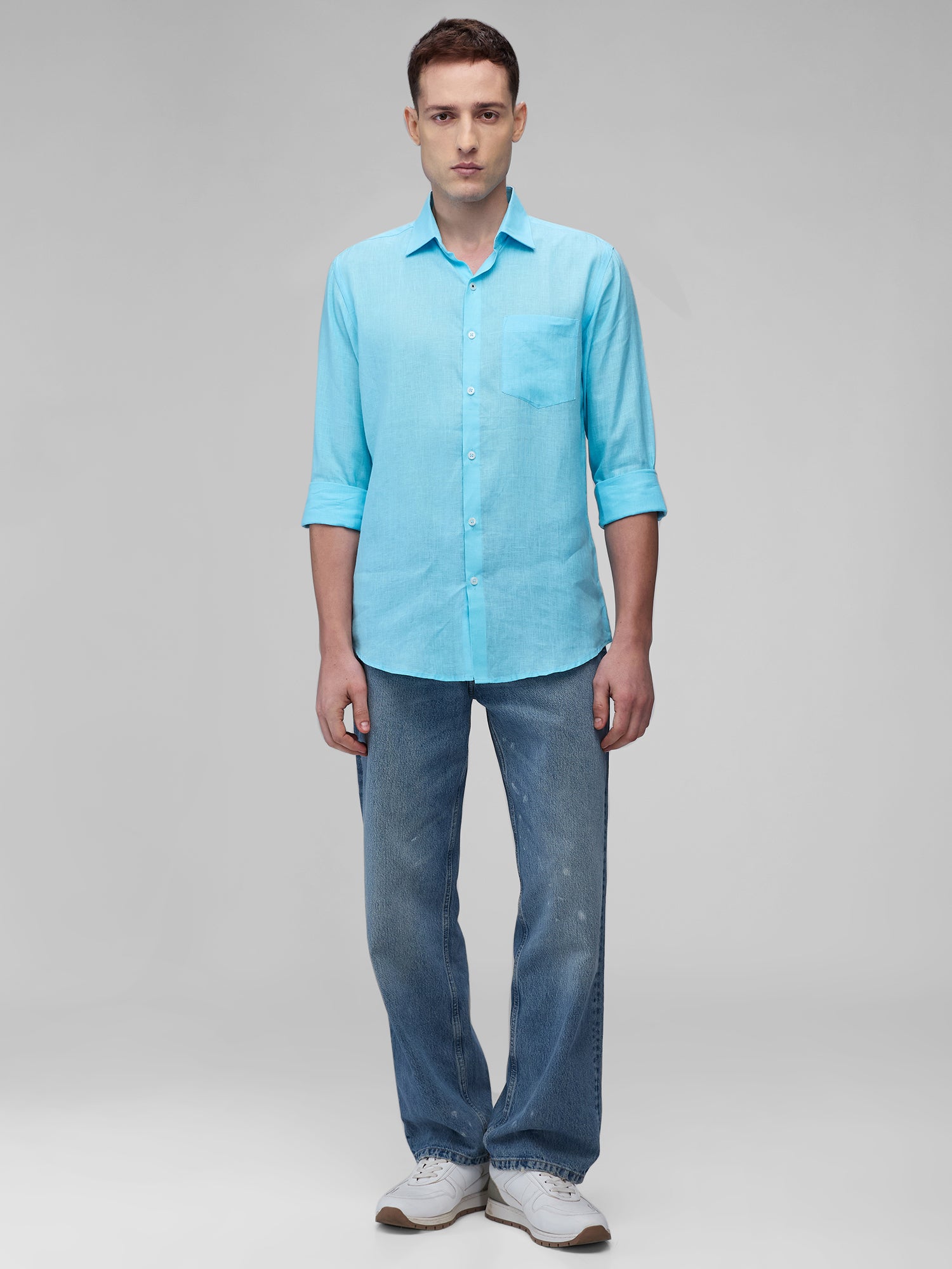 Sky Blue 100% Linen Classic Shirt - CiceroniMen Shirtsbhrāta