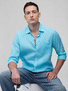 Sky Blue 100% Linen Classic Shirt - CiceroniMen Shirtsbhrāta