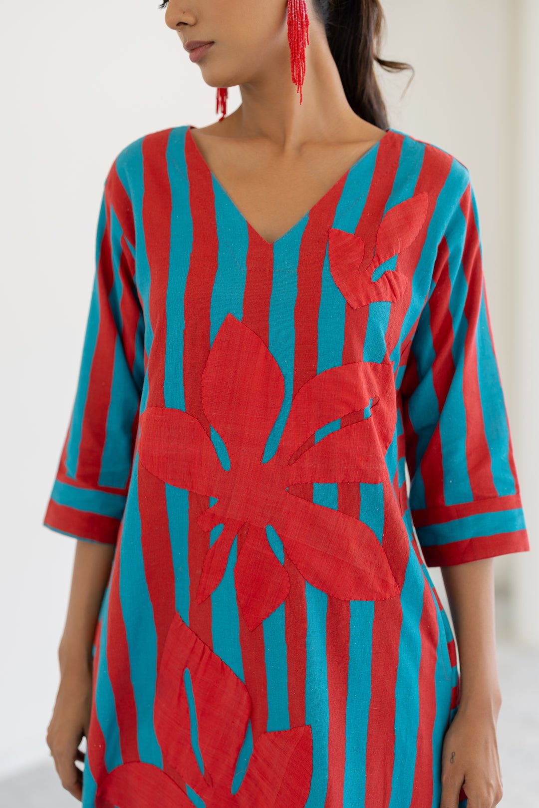 Sky Fire Striped Appliqué Kurta Set - CiceroniKurta Set, Everyday WearSilai Studio