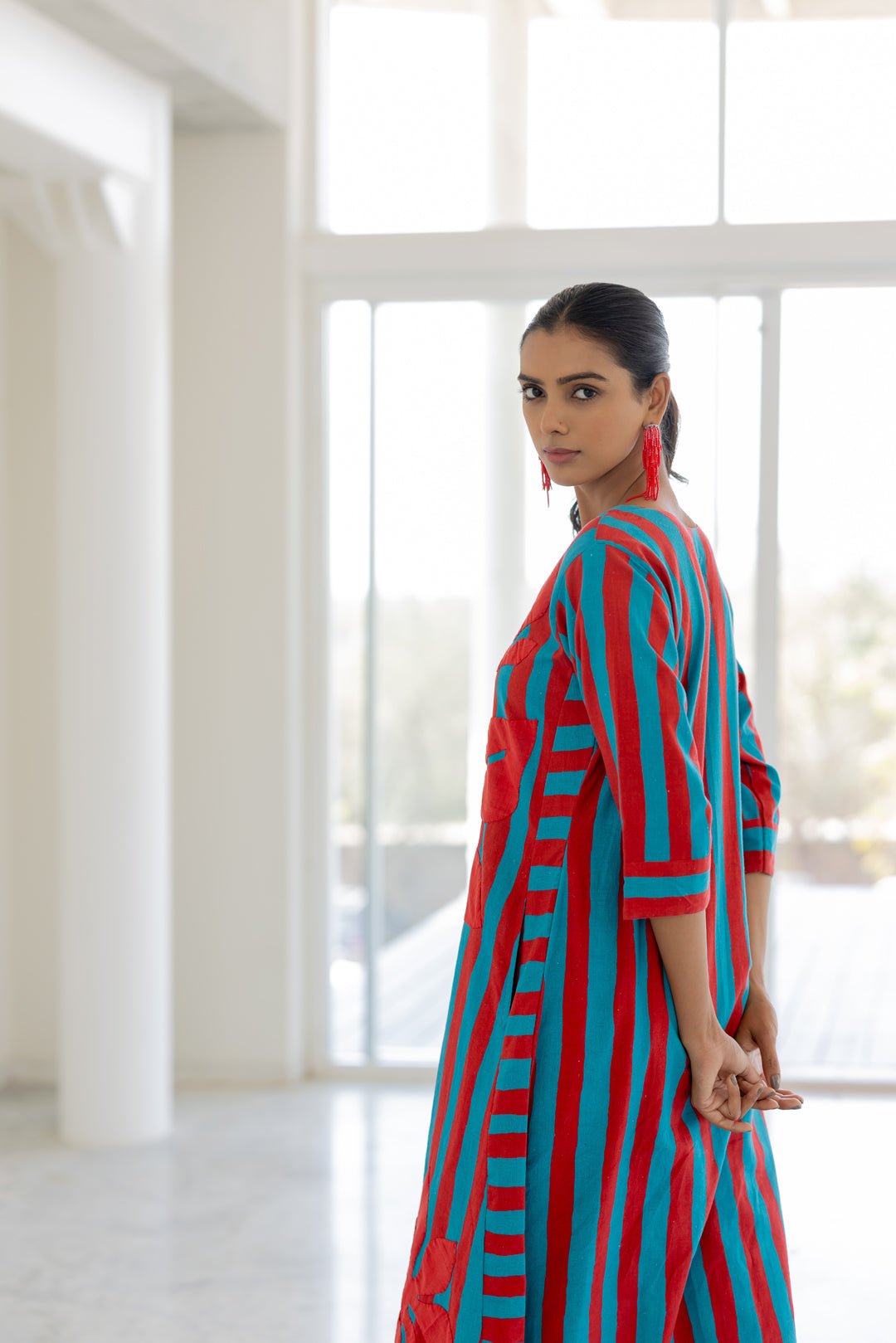 Sky Fire Striped Appliqué Kurta Set - CiceroniKurta Set, Everyday WearSilai Studio