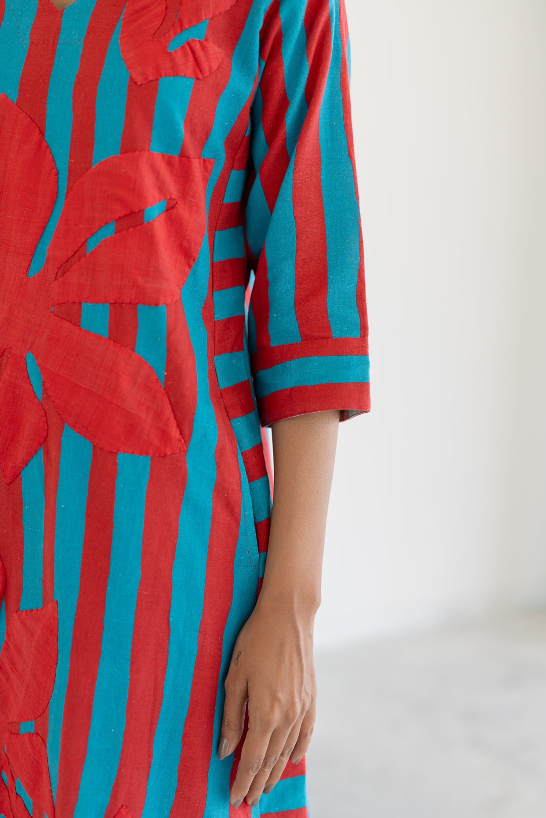 Sky Fire Striped Appliqué Kurta Set - CiceroniKurta Set, Everyday WearSilai Studio