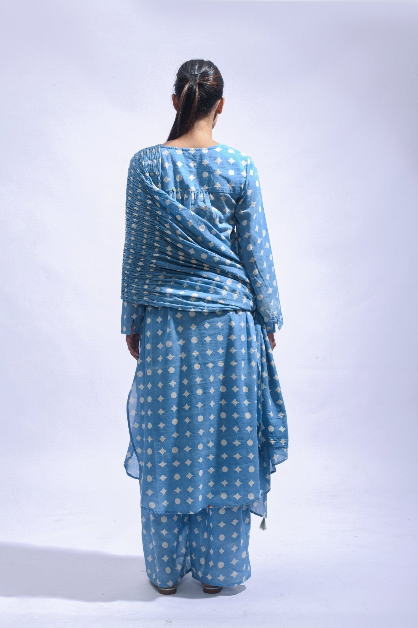 Sky Mud Block Cotton Kurta Set - Kasis - CiceroniKurta Set, Everyday WearJayati Goenka