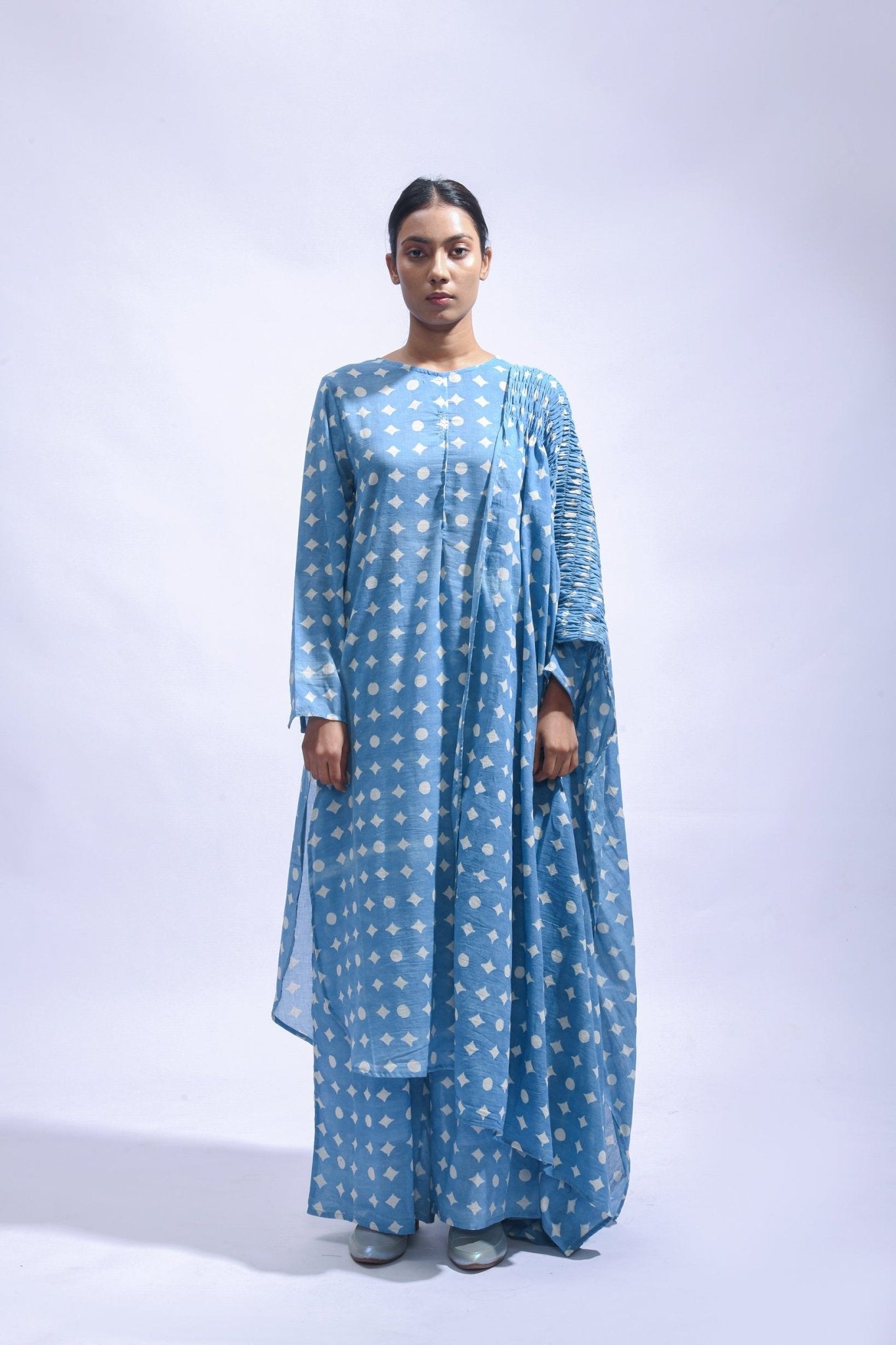 Sky Mud Block Cotton Kurta Set - Kasis - CiceroniKurta Set, Everyday WearJayati Goenka