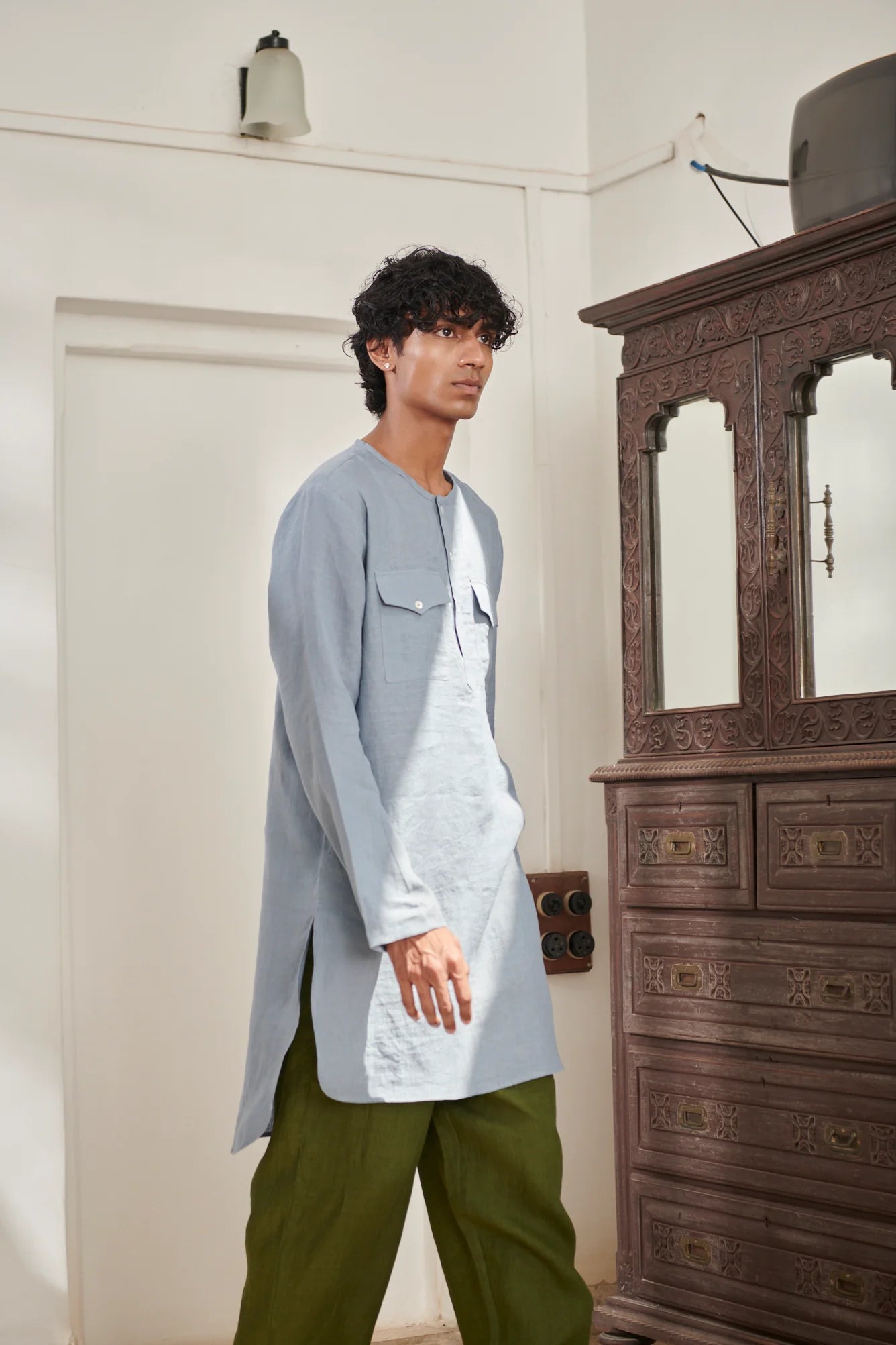 Sky Safari Men's Round Hem Kurta Set - CiceroniKurta Set, Everyday WearSaphed