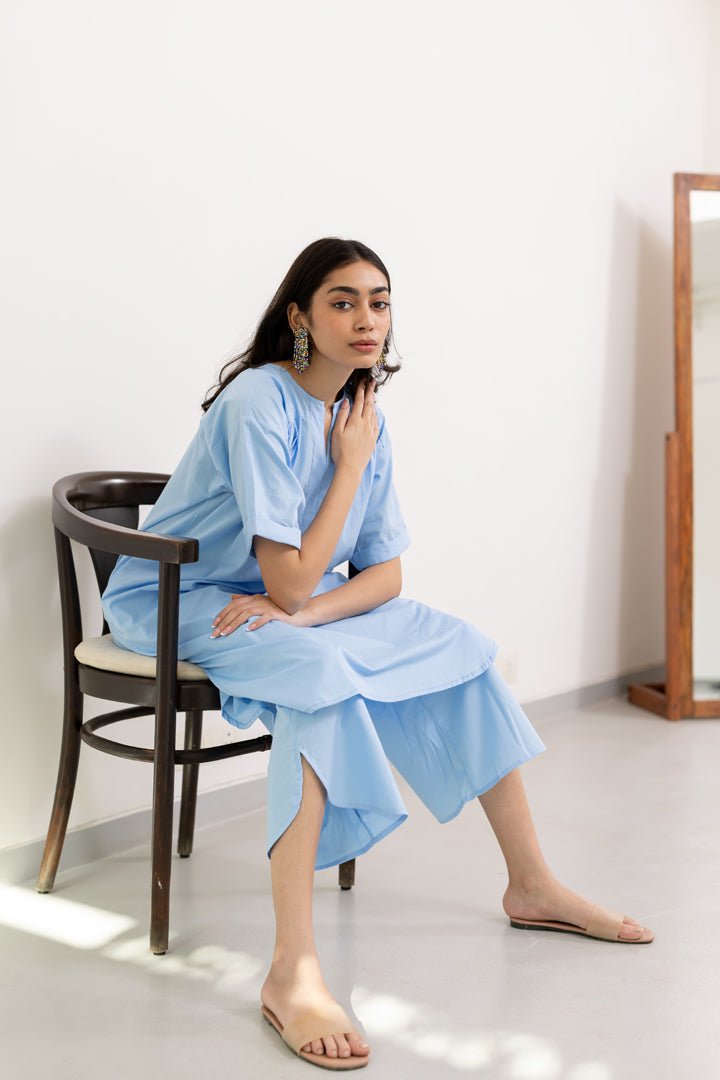 Sky Serenity Tunic Co - ord Set - CiceroniKurta Set, Everyday WearSilai Studio