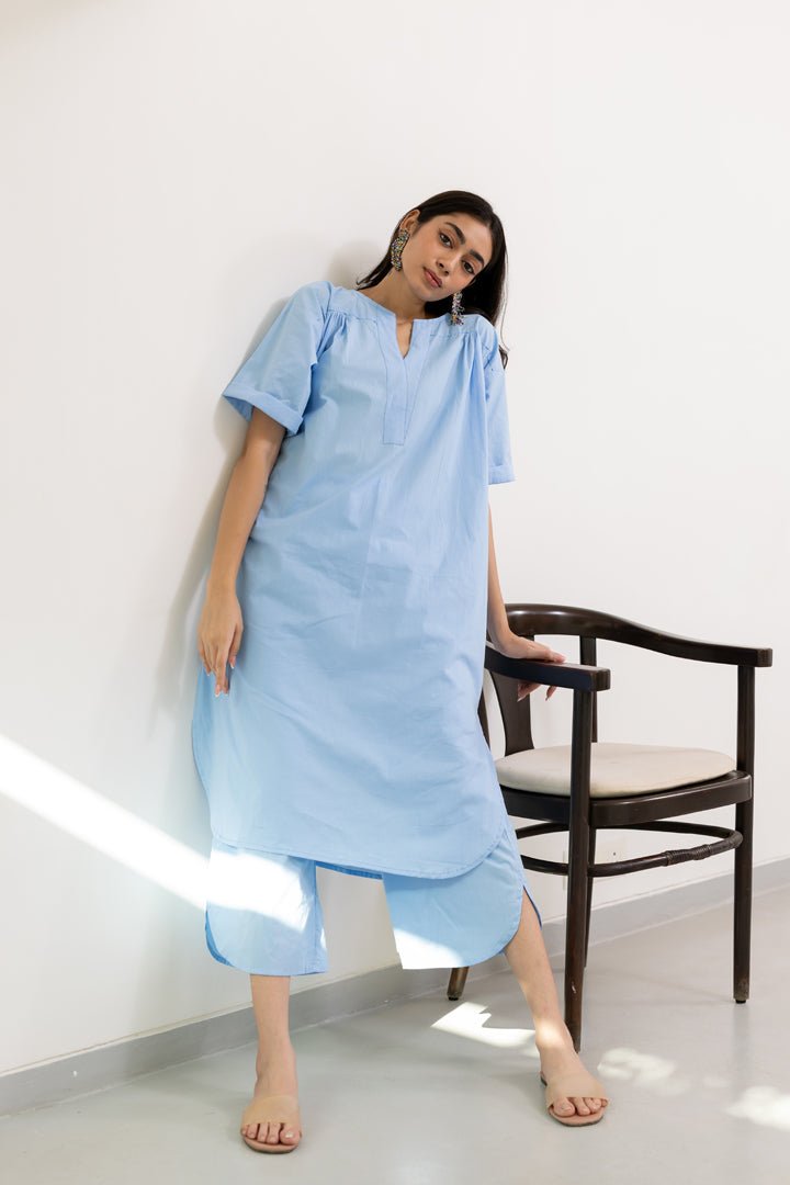 Sky Serenity Tunic Co - ord Set - CiceroniKurta Set, Everyday WearSilai Studio
