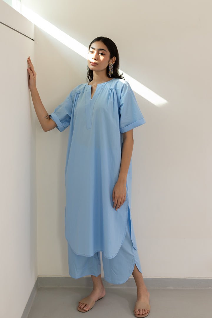 Sky Serenity Tunic Co - ord Set - CiceroniKurta Set, Everyday WearSilai Studio