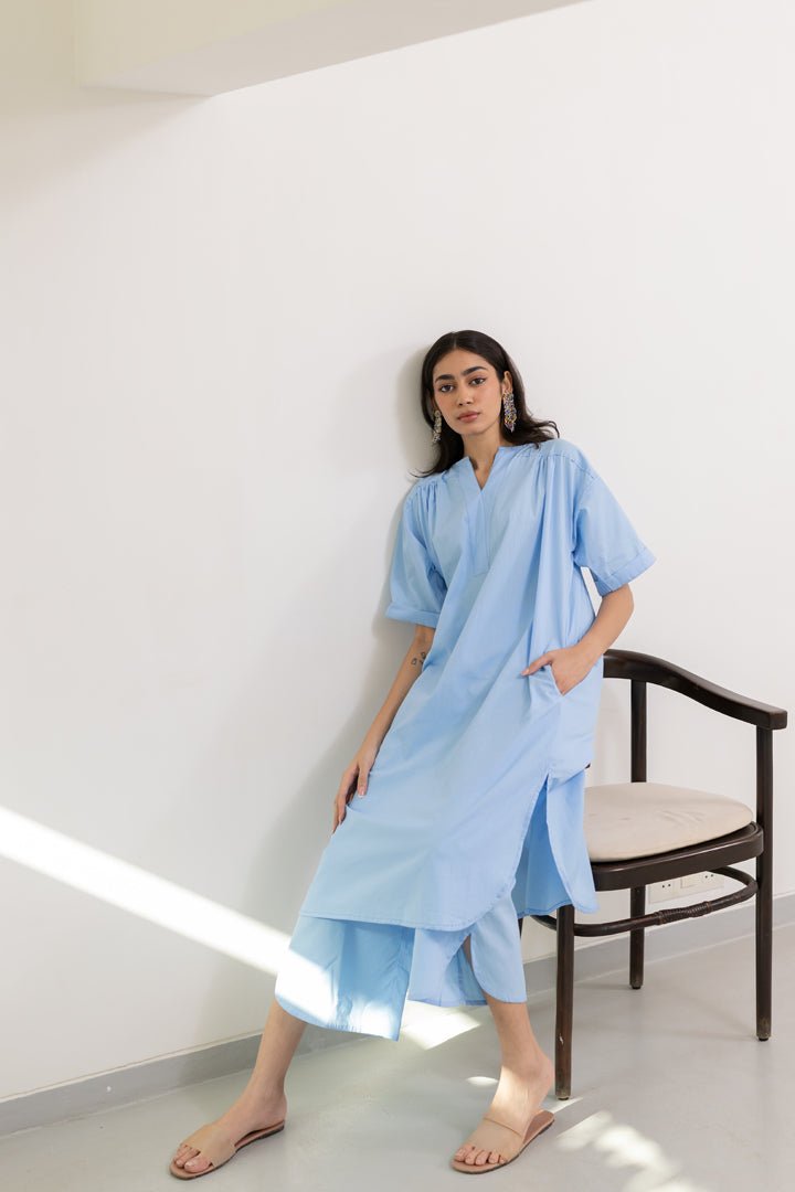 Sky Serenity Tunic Co - ord Set - CiceroniKurta Set, Everyday WearSilai Studio