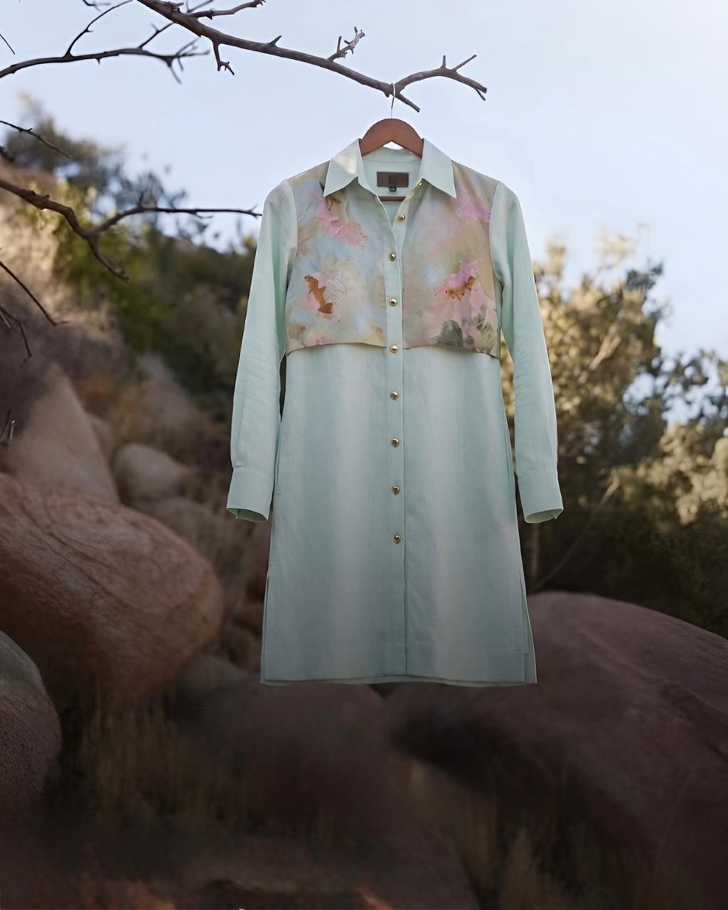 Skylark light blue Flap Dress - CiceroniShirt DressArtbeats by Keerthana