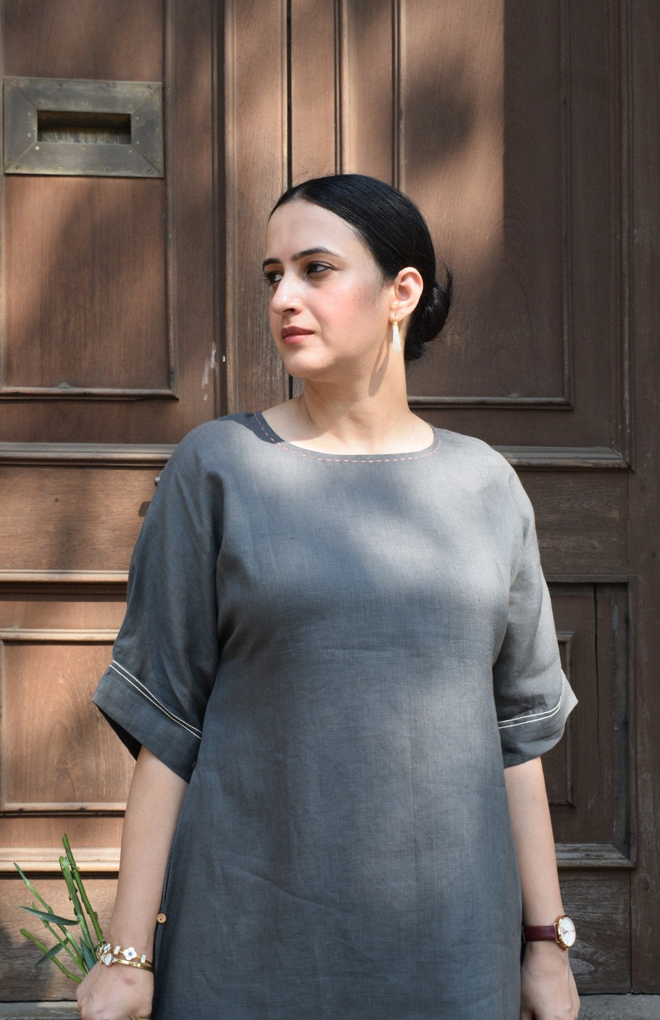 Slate Grey Linen Co - ord Set - CiceroniKurta Set, Everyday WearHouse of Moxa