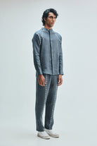 Slate Linen Embroidered Men's Tapered Lounge Pants - CiceroniLounge PantsSaphed