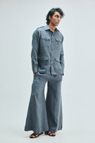 Slate Linen Men's Safari Overshirt Set - CiceroniCo-ord SetSaphed
