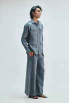 Slate Linen Men's Safari Overshirt Set - CiceroniCo-ord SetSaphed